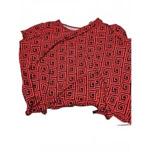 Red and Black Geometric Pattern Blouse
